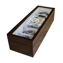 Solid Espresso Wood Watch Box - 6 Slot