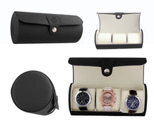 Classic Black Vegan Leather Travel Watch Case