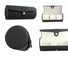 Classic Black Vegan Leather Travel Watch Case