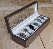 Solid Espresso Wood Watch Box - 6 Slot