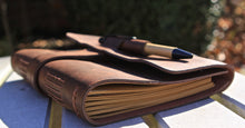 Handmade Leather Journal with Bamboo Pen