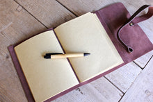 Handmade Leather Journal with Bamboo Pen