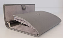 Genuine Saffiano Leather Travel Jewelry Case - Grey