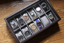 Solid Espresso 12 Slot Wood Watch Box