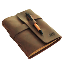 Handmade Leather Journal with Bamboo Pen