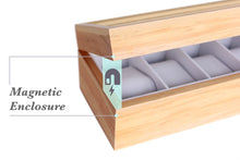 Solid Light Wood Watch Box Organizer with Glass Display Top