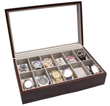 Solid Espresso 12 Slot Wood Watch Box