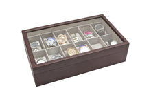 Solid Espresso 12 Slot Wood Watch Box