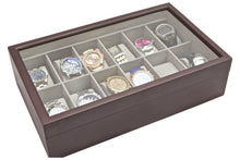 Solid Espresso 12 Slot Wood Watch Box