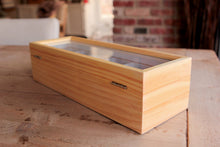 Solid Light Wood Watch Box Organizer with Glass Display Top